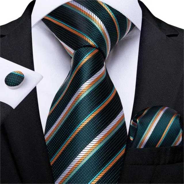 DBG VIP Design Collection Mens Fashion Deep Emerald Green Twill Design 100 Premium Quality Silk Ties Divine Inspiration Styles Earrings
