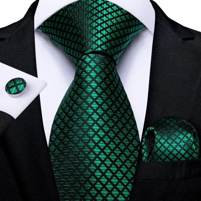 DBG VIP Design Collection Mens Fashion Deep Emerald Green Twill Design 100 Premium Quality Silk Ties Divine Inspiration Styles Earrings