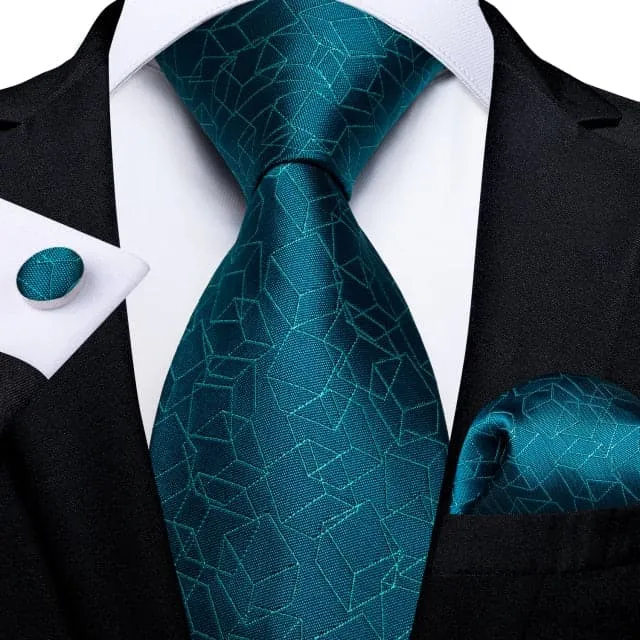 DBG VIP Design Collection Mens Fashion Deep Emerald Green Twill Design 100 Premium Quality Silk Ties Divine Inspiration Styles Earrings