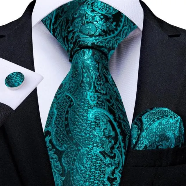 DBG VIP Design Collection Mens Fashion Deep Emerald Green Twill Design 100 Premium Quality Silk Ties Divine Inspiration Styles Earrings