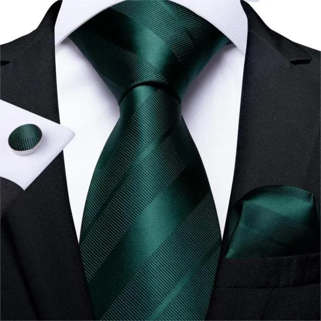 DBG VIP Design Collection Mens Fashion Deep Emerald Green Twill Design 100 Premium Quality Silk Ties Divine Inspiration Styles Earrings