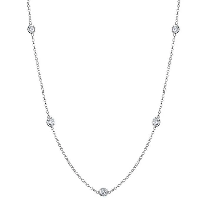 deBebians Necklaces 100 cttw Lab Created Diamond Bezel Set Station Necklace