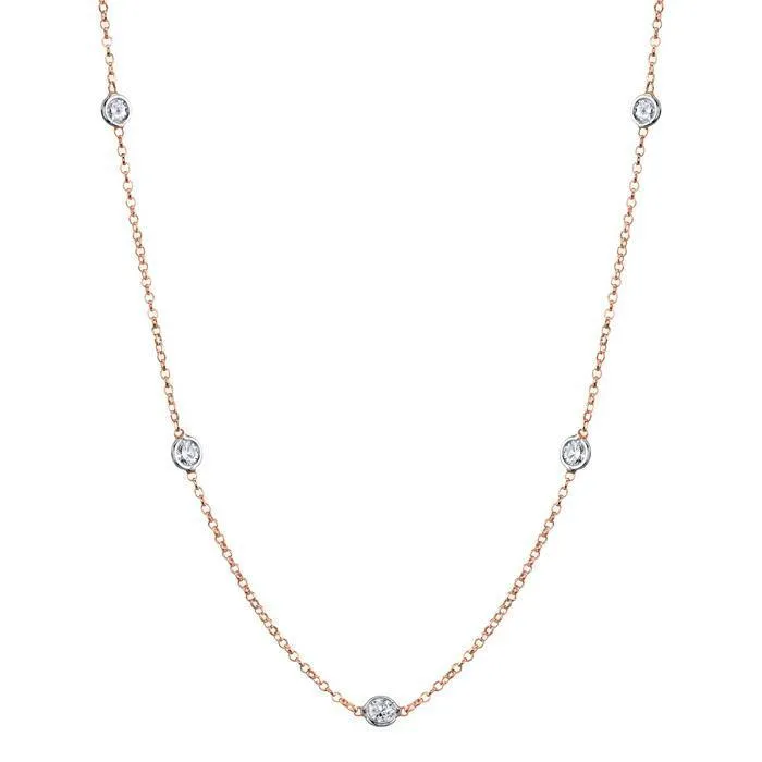deBebians Necklaces 100 cttw Lab Created Diamond Bezel Set Station Necklace