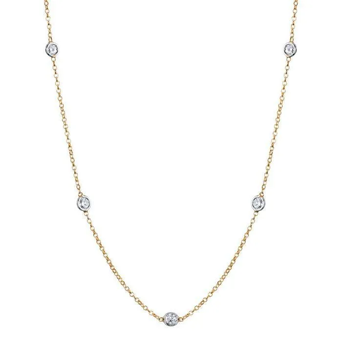 deBebians Necklaces 100 cttw Lab Created Diamond Bezel Set Station Necklace