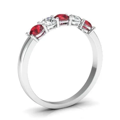 deBebians Rings 050cttw Shared Prong Ruby and Diamond 5 Stone Ring