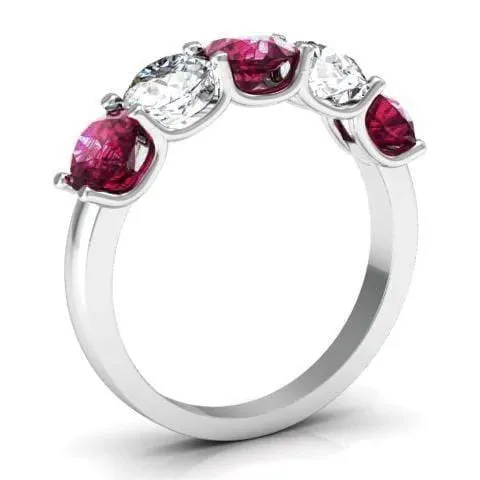 deBebians Rings 200cttw U Prong Diamond and Garnet Five Stone Ring