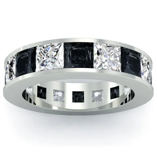 deBebians Rings Black and White Diamond Gemstone Eternity Anniversary Ring