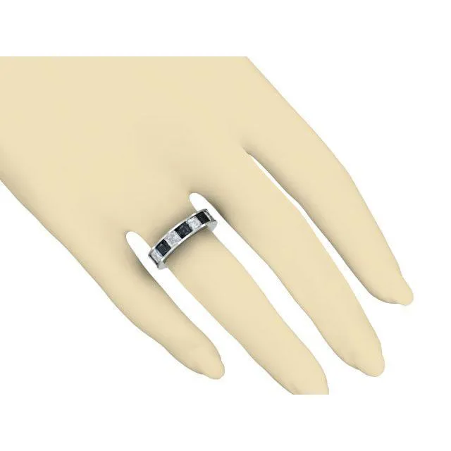 deBebians Rings Black and White Diamond Gemstone Eternity Anniversary Ring