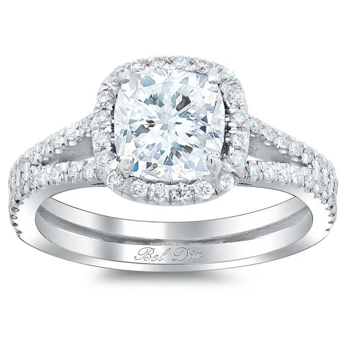 deBebians Rings Double Shank Cushion Diamond Engagement Ring
