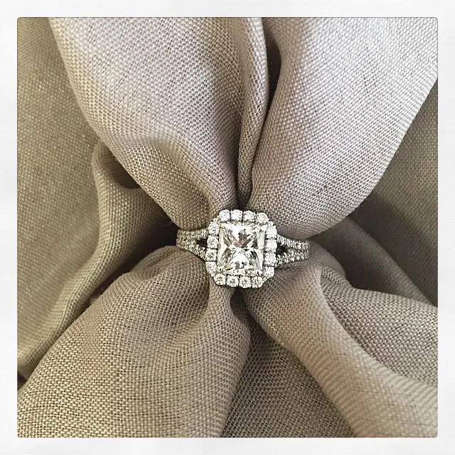 deBebians Rings Double Shank Cushion Diamond Engagement Ring