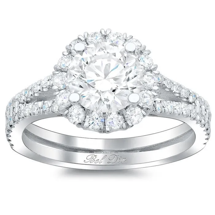 deBebians Rings Double Shank Cushion Diamond Engagement Ring