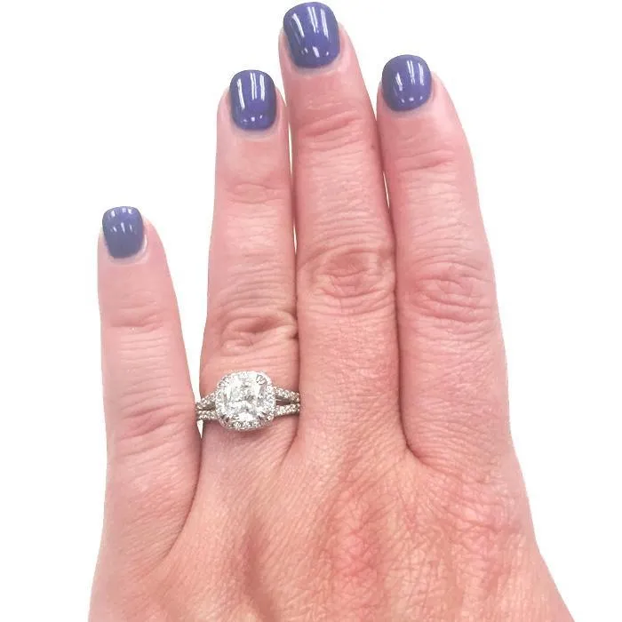 deBebians Rings Double Shank Cushion Diamond Engagement Ring