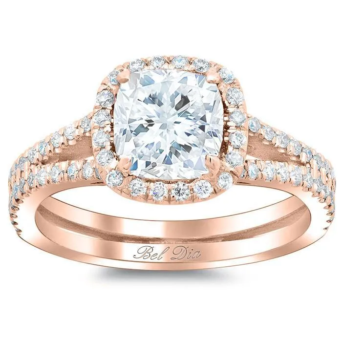 deBebians Rings Double Shank Cushion Diamond Engagement Ring