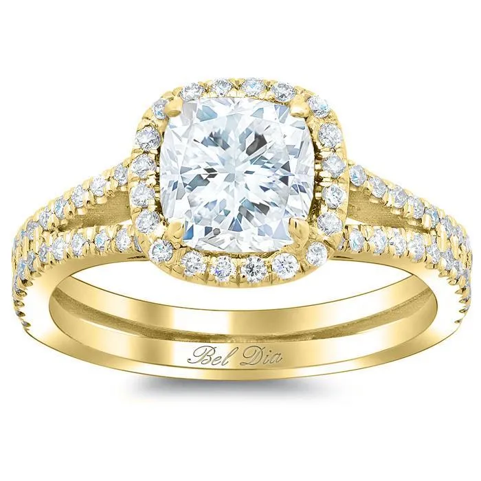 deBebians Rings Double Shank Cushion Diamond Engagement Ring