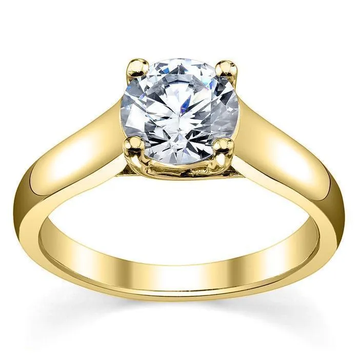 deBebians Rings Forever One Moissanite Solitaire Engagement Ring 18kt Yellow Gold