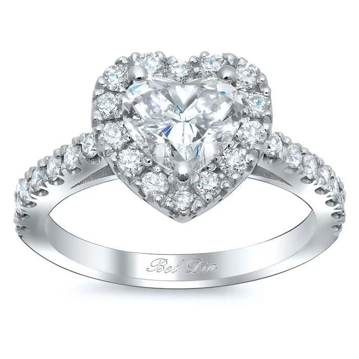 deBebians Rings Heart Shaped Halo Diamond Engagement Ring