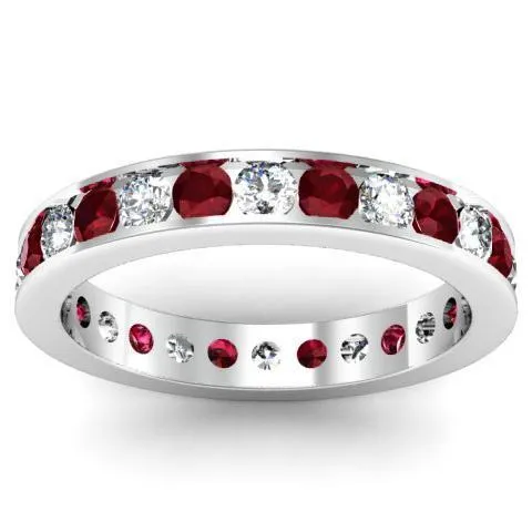 deBebians Rings Round Garnet and Diamond Eternity Ring in Channel Setting