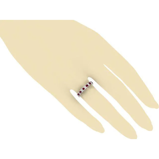 deBebians Rings Round Garnet and Diamond Eternity Ring in Channel Setting