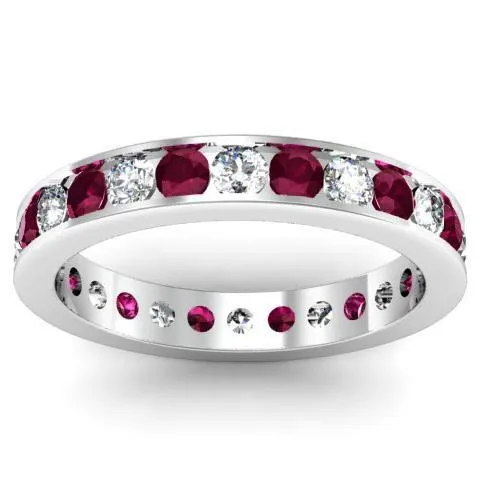 deBebians Rings Round Garnet and Diamond Eternity Ring in Channel Setting