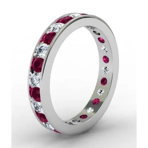 deBebians Rings Round Garnet and Diamond Eternity Ring in Channel Setting