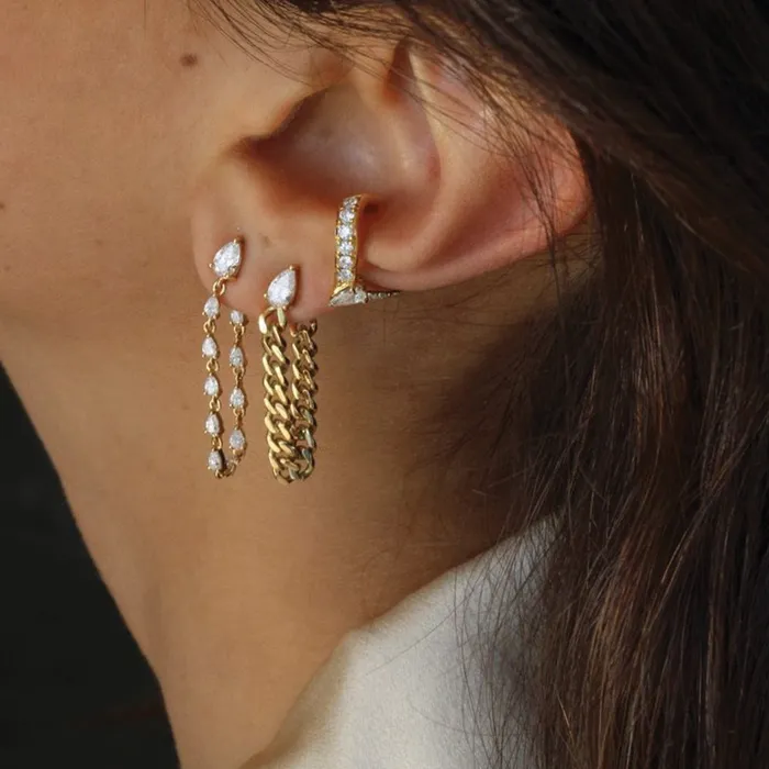 DIAMOND PEAR LOOP EARRINGS WITH PEAR STUD anitako Earrings
