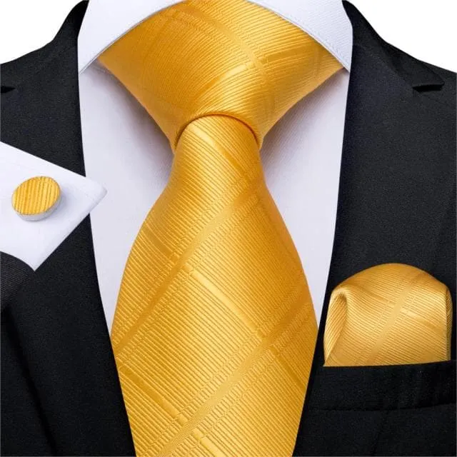 Divine Inspiration Styles Necklaces DBG VIP Design Collection Mens Fashion Golden Yellow Plaid 100 Premium Quality Silk Ties