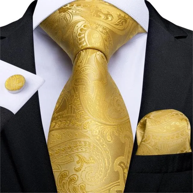 Divine Inspiration Styles Necklaces DBG VIP Design Collection Mens Fashion Golden Yellow Plaid 100 Premium Quality Silk Ties