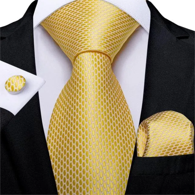 Divine Inspiration Styles Necklaces DBG VIP Design Collection Mens Fashion Golden Yellow Plaid 100 Premium Quality Silk Ties