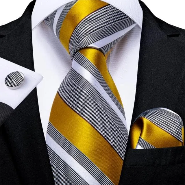 Divine Inspiration Styles Necklaces DBG VIP Design Collection Mens Fashion Golden Yellow Plaid 100 Premium Quality Silk Ties