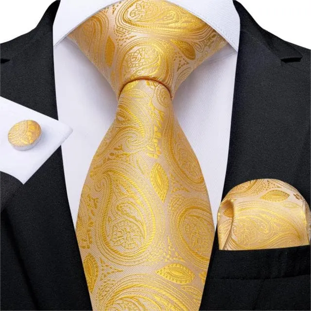 Divine Inspiration Styles Necklaces DBG VIP Design Collection Mens Fashion Golden Yellow Plaid 100 Premium Quality Silk Ties