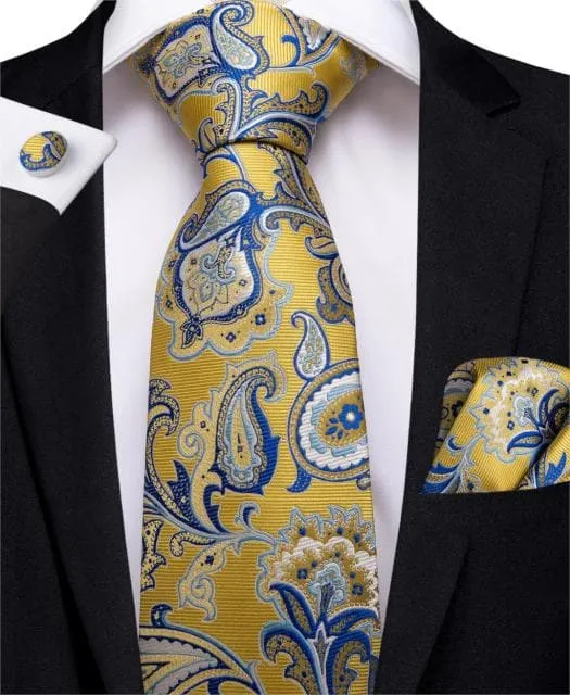 Divine Inspiration Styles Necklaces DBG VIP Design Collection Mens Fashion Golden Yellow Plaid 100 Premium Quality Silk Ties