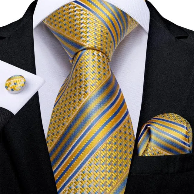 Divine Inspiration Styles Necklaces DBG VIP Design Collection Mens Fashion Golden Yellow Plaid 100 Premium Quality Silk Ties