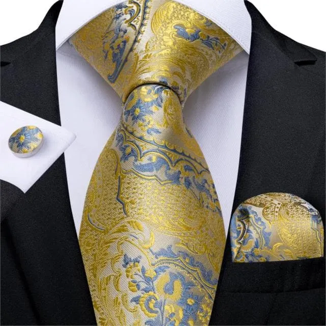 Divine Inspiration Styles Necklaces DBG VIP Design Collection Mens Fashion Golden Yellow Plaid 100 Premium Quality Silk Ties
