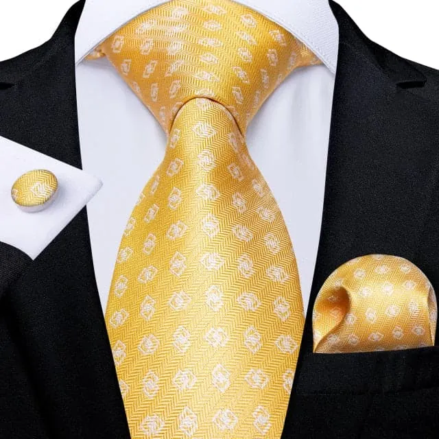 Divine Inspiration Styles Necklaces DBG VIP Design Collection Mens Fashion Golden Yellow Plaid 100 Premium Quality Silk Ties