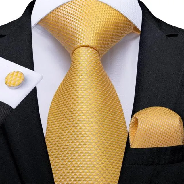 Divine Inspiration Styles Necklaces DBG VIP Design Collection Mens Fashion Golden Yellow Plaid 100 Premium Quality Silk Ties
