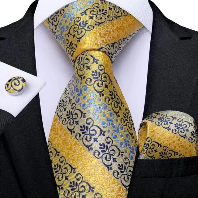 Divine Inspiration Styles Necklaces DBG VIP Design Collection Mens Fashion Golden Yellow Plaid 100 Premium Quality Silk Ties