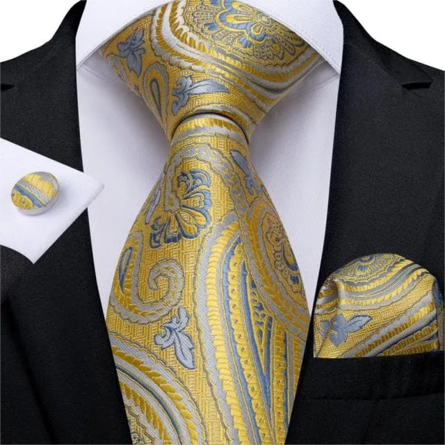 Divine Inspiration Styles Necklaces DBG VIP Design Collection Mens Fashion Golden Yellow Plaid 100 Premium Quality Silk Ties