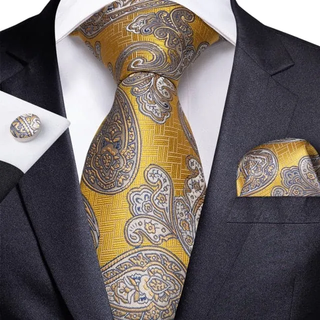Divine Inspiration Styles Necklaces DBG VIP Design Collection Mens Fashion Golden Yellow Plaid 100 Premium Quality Silk Ties