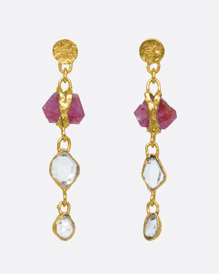 Duo Tone Triple Drop Earrings LOU ZELDIS Earrings