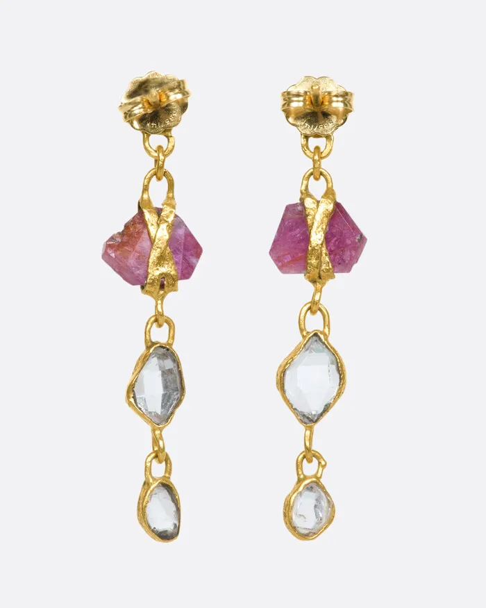 Duo Tone Triple Drop Earrings LOU ZELDIS Earrings