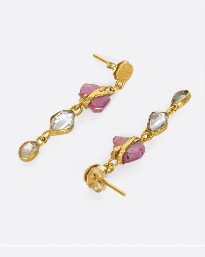 Duo Tone Triple Drop Earrings LOU ZELDIS Earrings
