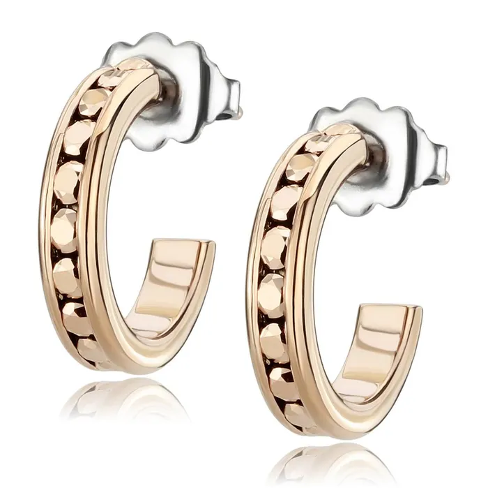 Earrings 3W1142 IP Rose GoldIon Plating Brass Earrings with Top Grade Crystal in Metallic Light Gold Alamode