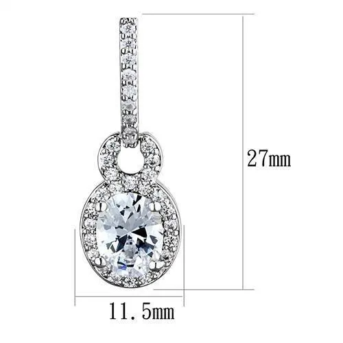 Earrings 3W1276 Rhodium Brass Earrings with AAA Grade CZ in Clear Alamode
