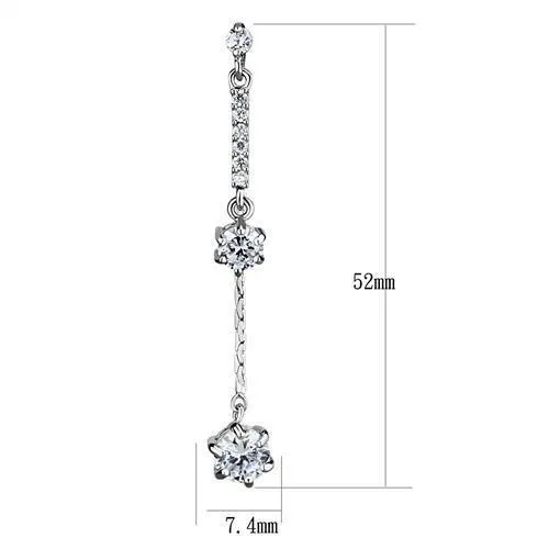 Earrings 3W1277 Rhodium Brass Earrings with AAA Grade CZ in Clear Alamode