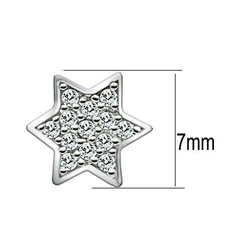 Earrings Alamode 3W092 Rhodium Brass Earrings with AAA Grade CZ in Clear