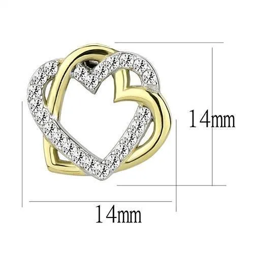 Earrings Alamode TK3153 TwoTone IP Gold Ion Plating Stainless Steel Earrings with AAA Grade CZ in Clear