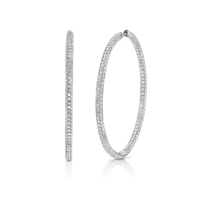 Earrings anitako THREE ROW DIAMOND LARGE HOOP EARRINGS