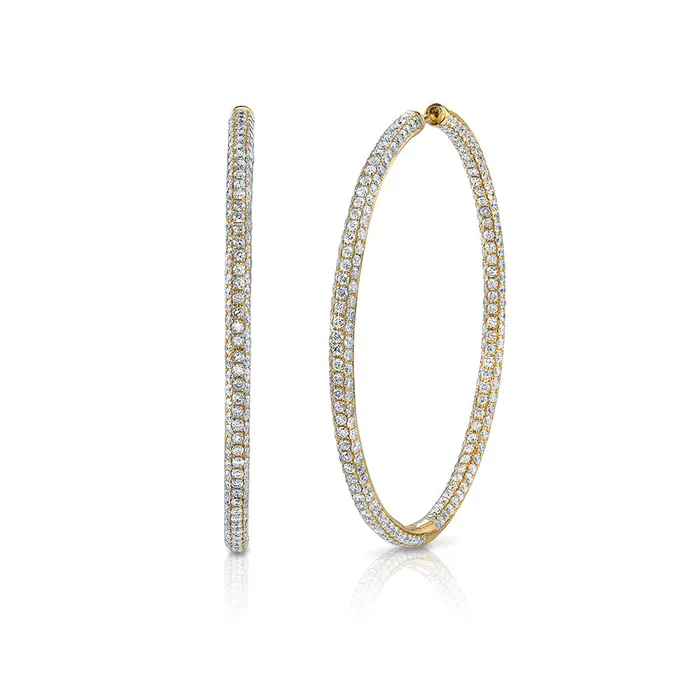 Earrings anitako THREE ROW DIAMOND LARGE HOOP EARRINGS