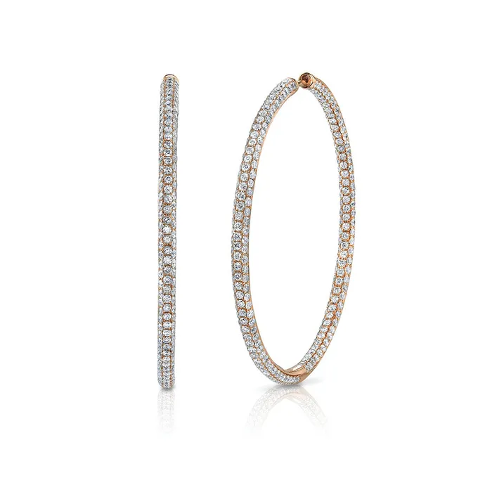 Earrings anitako THREE ROW DIAMOND LARGE HOOP EARRINGS