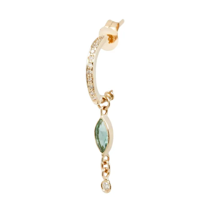 Earrings Celine DAoust Green Tourmaline Marquise Diamond Hoop